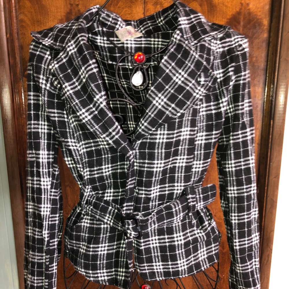 Plaid black and white coat/blazer